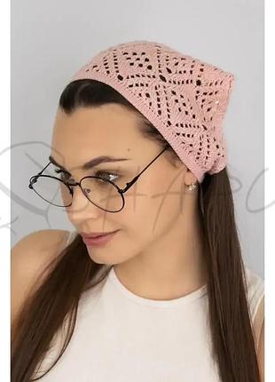 Косынка ажурная бандана женская котоновая braxton 1576 пудра