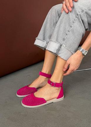Женские кожаные и замшевые босоножки barefoot с перфорацией – летние дышащие босоножки с анатомическим носком на широкую ногу