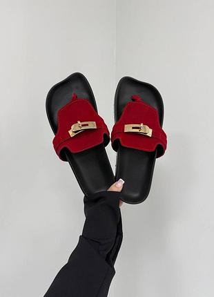 Женские анатомические шлепанцы barefoot из итальянской кожи и замши – летние босоножки шлепанцы на гибкой подошве натуральная