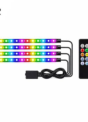 Rgb led подсветка для мотоцикла 4pcs с пультом управления ip67