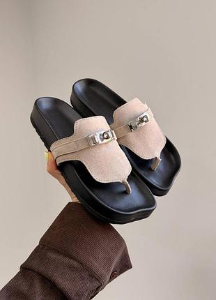 Женские анатомические шлепанцы barefoot из итальянской кожи и замши – летние босоножки шлепанцы на гибкой подошве натуральная