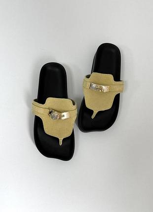 Женские анатомические шлепанцы barefoot из итальянской кожи и замши – летние босоножки шлепанцы на гибкой подошве натуральная
