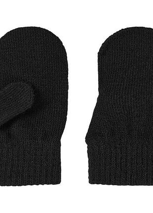 Детские демисезонные вязаные варежки для мальчиков и девочек name it one size 2-6р черные (25091735)