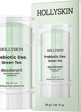 Парфюмированный дезодорант hollyskin green tea с гиалуроновой кислотой и пребиотиками 50 г