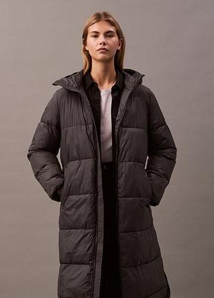 Куртка зимняя длинная женская calvin klein (887260563684) xs серая