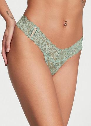 Женские трусики victoria's secret (7114439124849) lace-up lace thong xs зеленые
