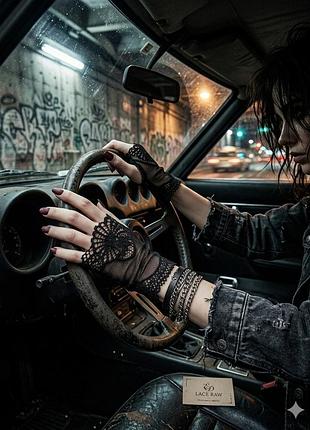 Чорні мереживні мітенки grunge, gothic , dark romance.