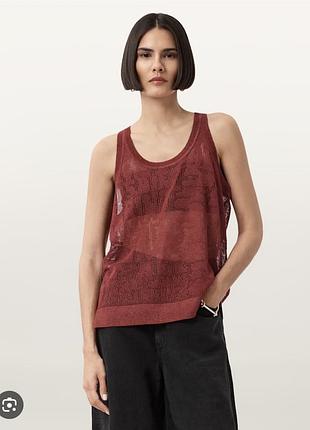 Топ allsaints kaito tank у кольорі rosewood red