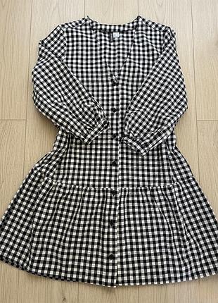 Легка сукня-сорочка h&m divided у чорно-білу клітинку