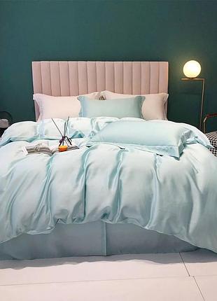Постільна білизна полуторний meriset ice blue premium сатин однотон (550583)