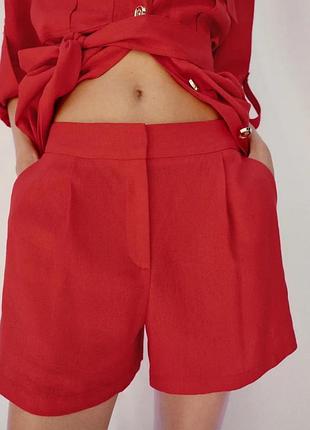 Шорти жіночі червоні лляні zara new