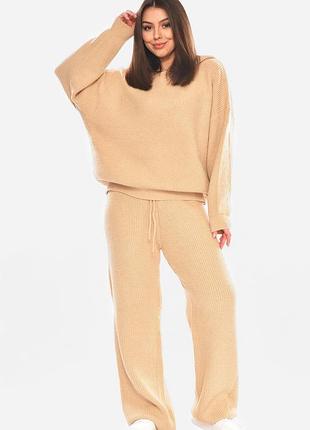 Костюм женский однотонный бежевого цвета р.onesize 210423k