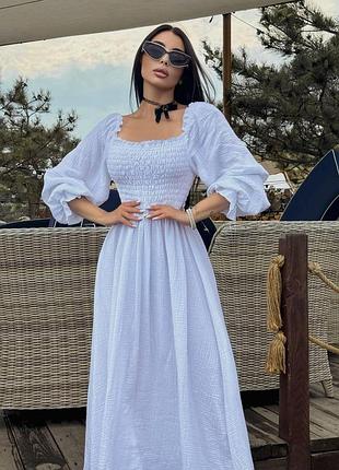 Жіноча сукня максі муслін 100% бавовна з рукавом-ліхтарик