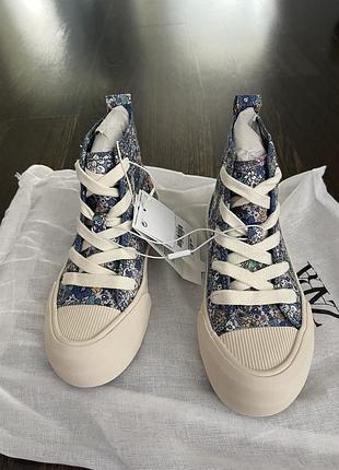 Zara dысокие тканевые кеды для девочки 2