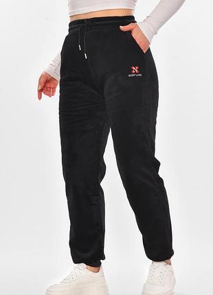 Штаны женские на искусственном меху черного цвета р.7xl/8xl 210154k
