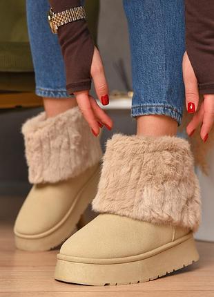 Угги женские на меху бежевого цвета 208357k