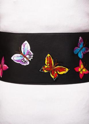 Кожаный пояс-корсет "бабочки"
