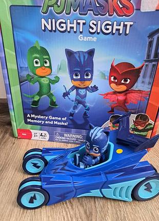Набор героев в масках гонщик кетбой и кетмобиль pj masks catboy deluxe vehicle cat car
