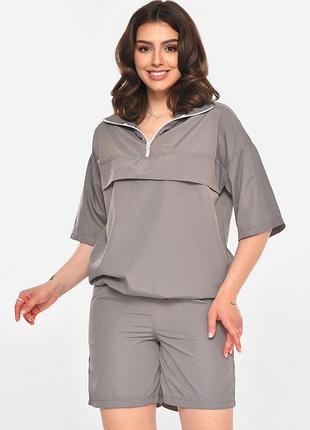 Костюм женский однотонный серого цвета р.onesize 215146k