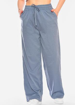 Штаны женские однотонные полубатальные голубого цвета р.7xl/8xl 198254k