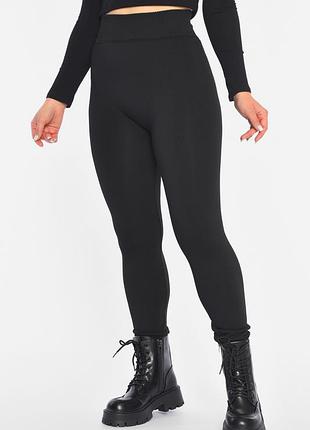 Лосини жіночі на штучному хутрі чорного кольору р.6xl 189835k