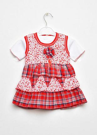 Костюм детский для девочки красного цвета сарафан+футболка р.2-3 203137k