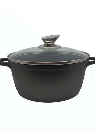 Каструля із кришкою krauzer eco-basis line kr-77003 22 см 3.3 л чорна