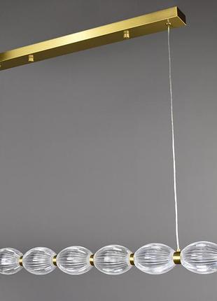 Люстра светодиодная подвесная led светильник для квартиры на потолок лэд 28278 латунь 15-100х7х98 см.
