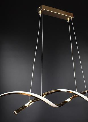 Люстра светодиодная подвесная led светильник для квартиры на потолок лэд 26970 золото 25-100х14х103 см.