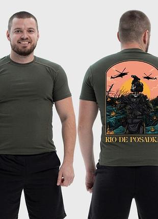 Чоловіча тактична футболка з принтом sunset goons rio de posadka скелет ріо де посадка, хакі xs