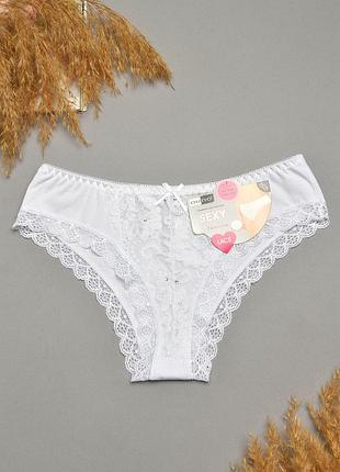 Трусы женские белого цвета с гипюровыми вставками р.l/xl 207800k