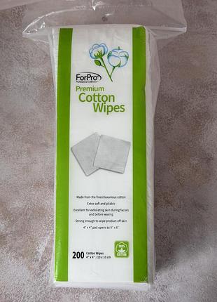 Forpro® professional collection - premium cotton wipes - професійні бавовняні серветки для косметичних процедур, 200 шт