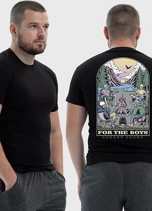 Мужская тактическая футболка с принтом sunset goons for the boys для парней скелеты у костра, черный xs