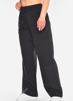 Штаны женские однотонные полубатальные черного цвета р.7xl/8xl 198251k