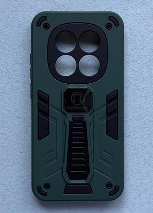 Xiaomi redmi note 15 pro 5g чехол armor magnetic green противоударный, зелёный, матовый пластик с ножкой подставкой