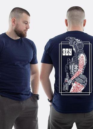 Чоловіча класична футболка з принтом sunset goons дівчина військова зсу , темно синій l