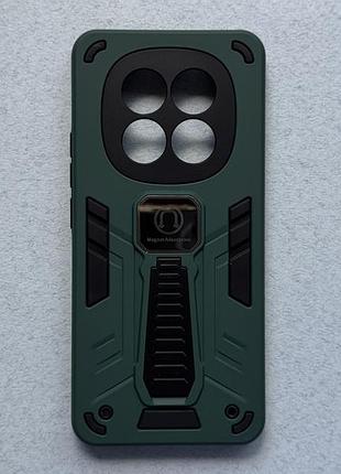 Poco m8 чехол armor magnetic green противоударный, зелёный, матовый пластик с ножкой подставкой