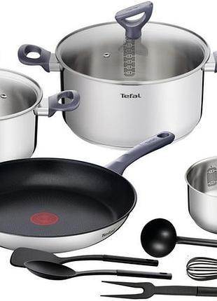 Набор посуды tefal daily cook g713sb45 11 предметов серебристый