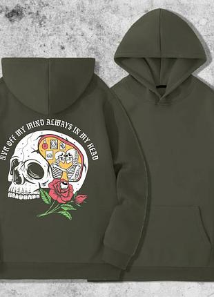 Чоловічий худі на флісі з принтом sunset goons завжди в моїй голові , хакі xs