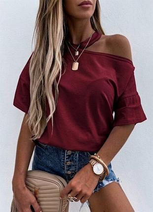 💐кофта женская, футболка, 🌟с оригинальным вырезом, 306/255, 🌸черный