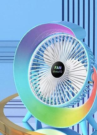 Вентилятор настольный бесшумный с подсветкой rgb fan colorful desktop 19030 голубой