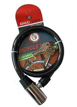Велосипедный замок тросовый с 2 ключами kihuu lock 185 11119 12 мм 80 см