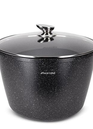 Каструля з кришкою kamille km-4485 28х8 см чорна
