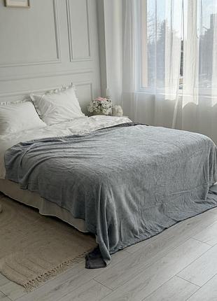 Плед dushka home велюровий 21792 200х230 см світло-сірий