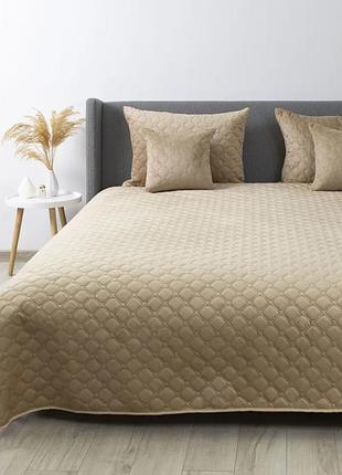 Покрывало двуспальное теп velour ромб круглый 4-00516-22471 180х240 см золотой беж