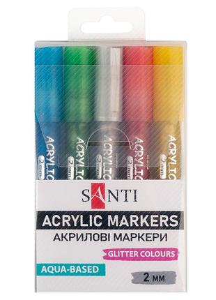 Набор маркеров акриловых santi glitter 391029 5 шт