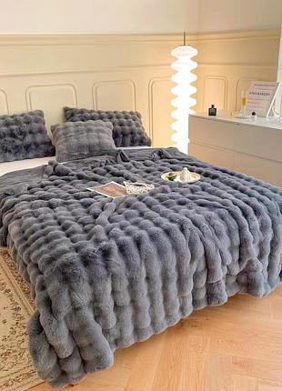 Плед dushka home шиншила пухир 21777 200х230 см світло-сірий
