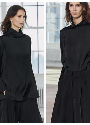 Атласна блуза водолазка гольф zara
