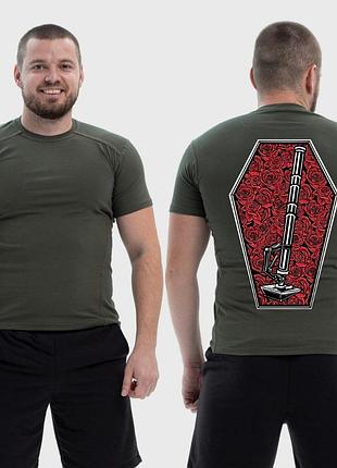 Мужская тактическая футболка с принтом sunset goons миномет в гробу с розами, хаки xs