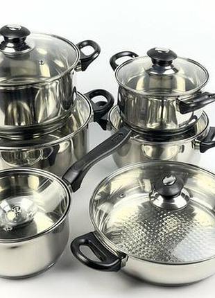 Набор посуды best seller fh-219 12 предметов серебристый